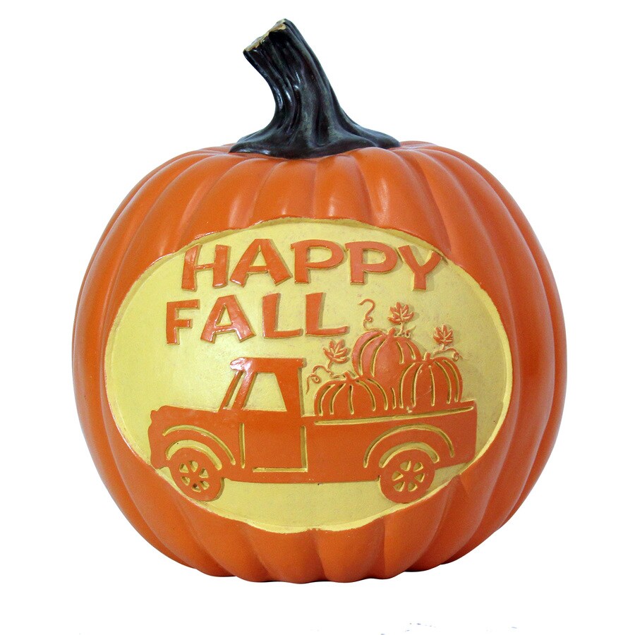 Holiday Living HL 11IN HAPPY FALL RESIN PUMPKIN in the Fall Decor