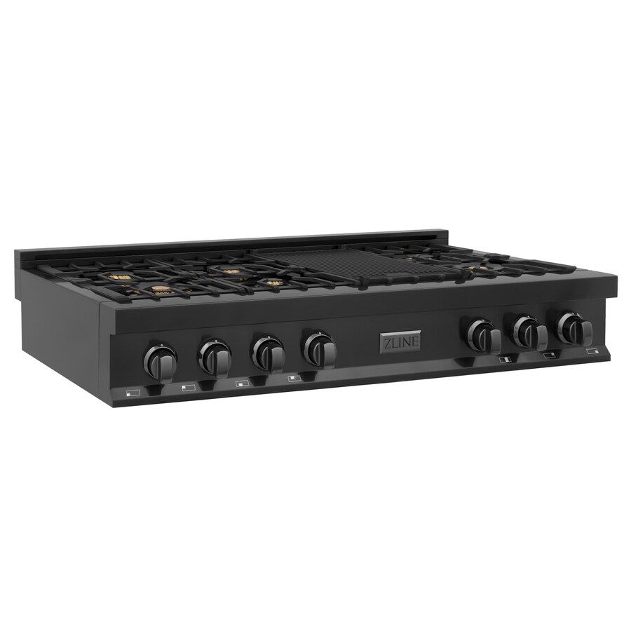 ZLINE KITCHEN & BATH Gas Cooktop (Black stainless steel) 48 in; Actual 48in) in the