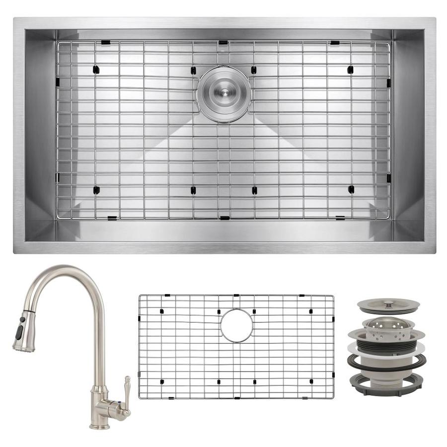 AKDY AllinOne Undermount 32in x 18in Brushed Stainless Steel Single