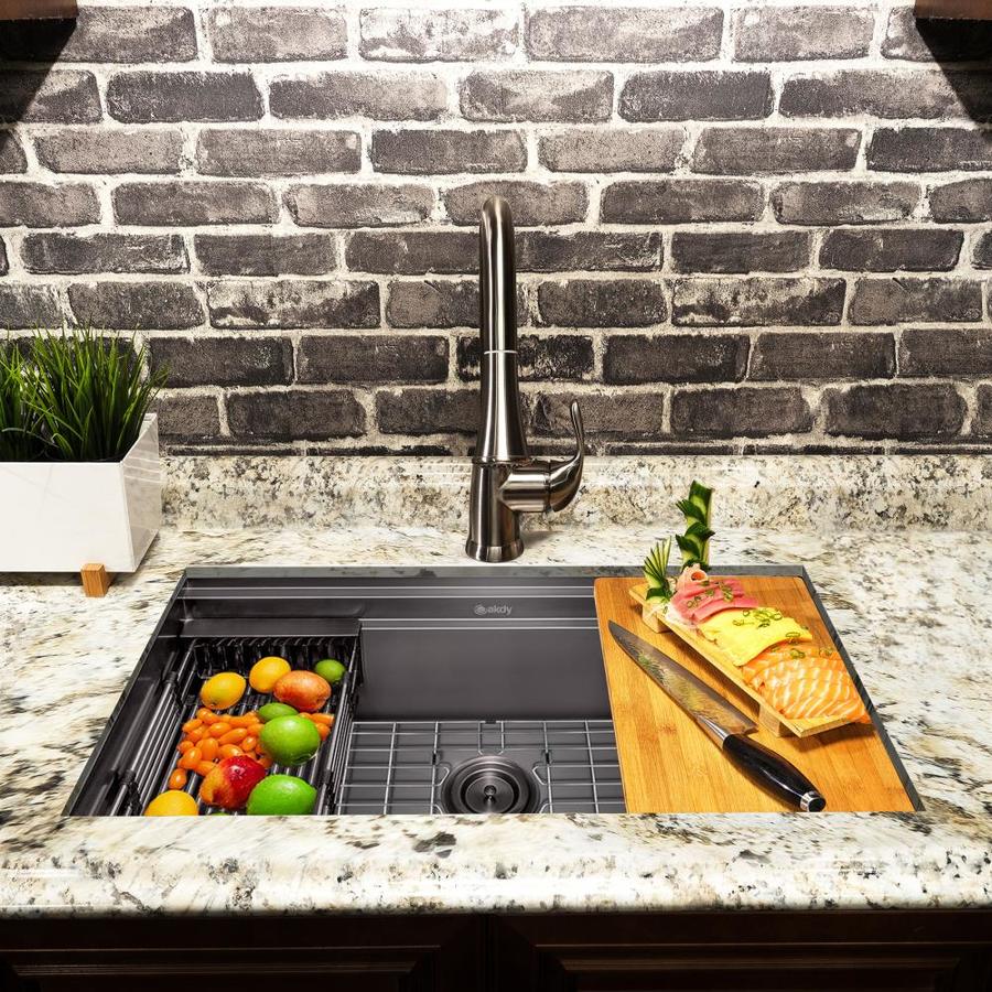 AKDY KS0503 33in x 22in Matte Black Single Bowl Undermount