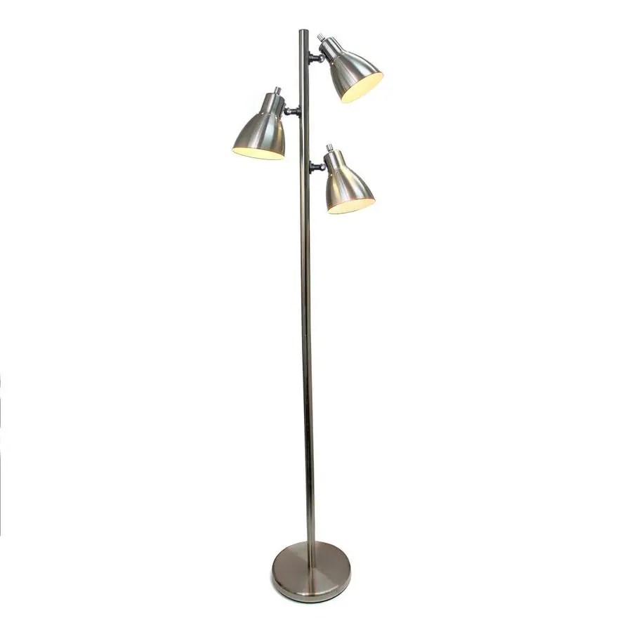 Simple Designs 63.4in Brushed Nickel Tree Track Floor Lamp in the