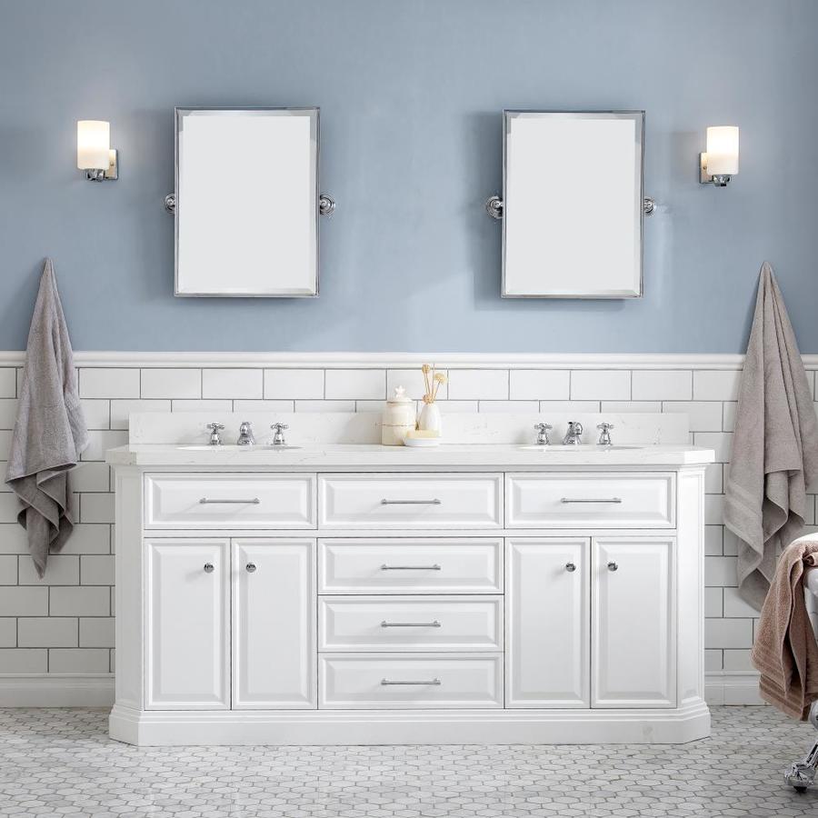 Water Creation Palace 72in Pure White Double Sink Bathroom Vanity with