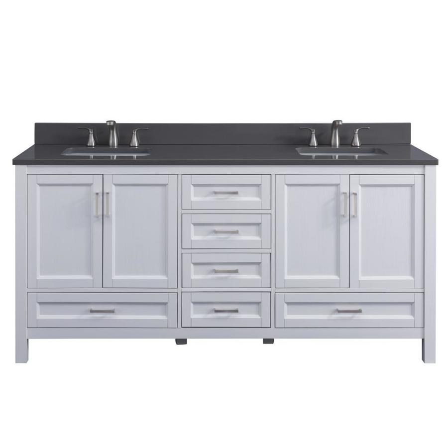 Scott Living Durham 72in White Oak Double Sink Bathroom Vanity with