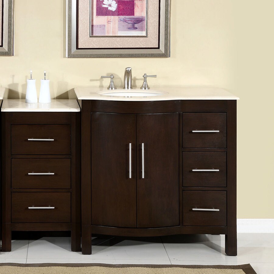 Silkroad Exclusive 53.5in Dark Walnut Single Sink Bathroom Vanity with