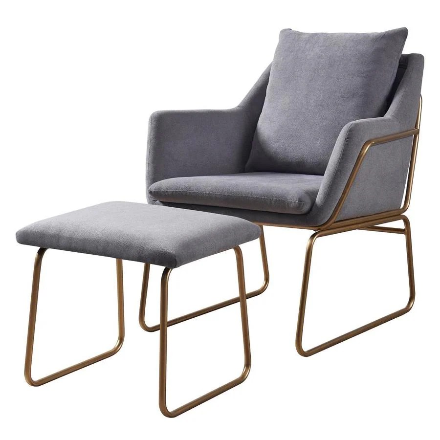 Versanora Miller Modern Grey and Rose Gold Accent Chair in the Chairs
