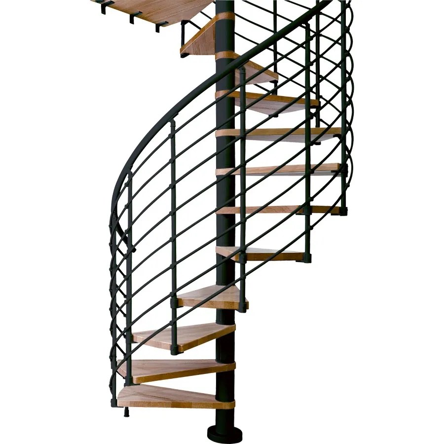 Shop DOLLE Oslo 55in x 11.5ft Black with Wood Treads Spiral Staircase