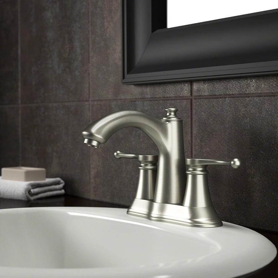Sir Faucet Brushed Nickel 2handle 4in Centerset WaterSense Bathroom