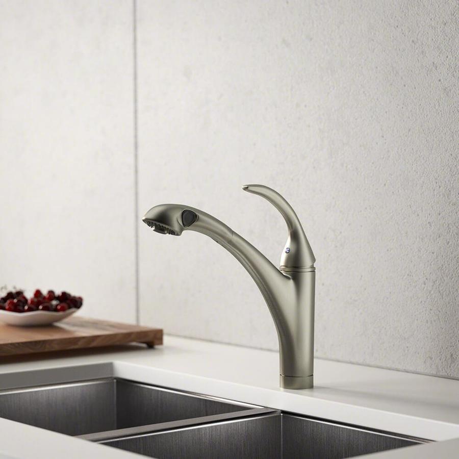 Sir Faucet Brushed Nickel 1Handle Deck Mount PullOut Handle/Lever