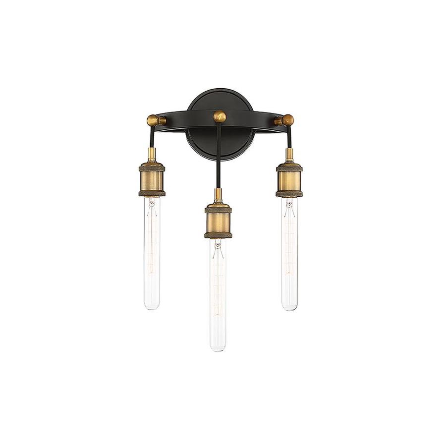 11in W 3Light Vintage Black With Warm Brass Ambient Wall Sconce at