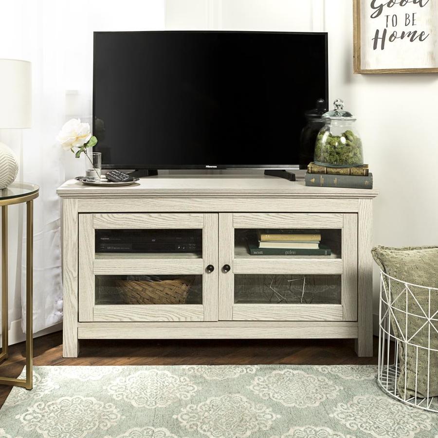 Walker Edison 44in Transitional Modern Farmhouse Wood Corner TV Stand