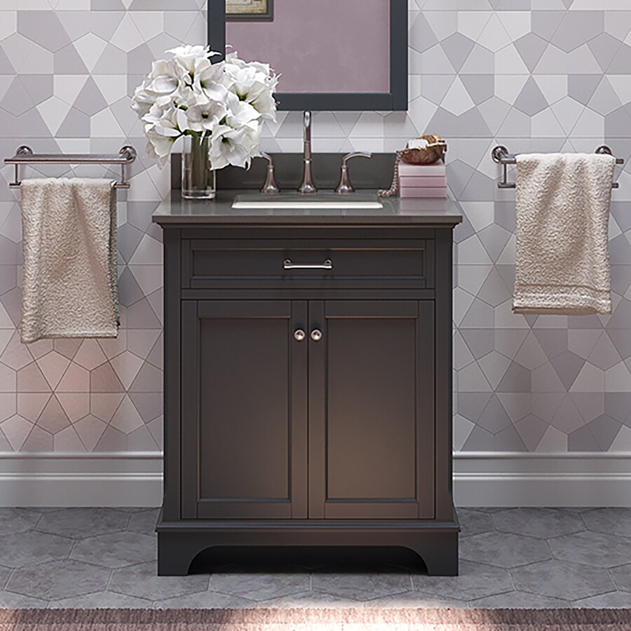 Scott Living Roveland 30in Dark Gray Single Sink Bathroom Vanity with