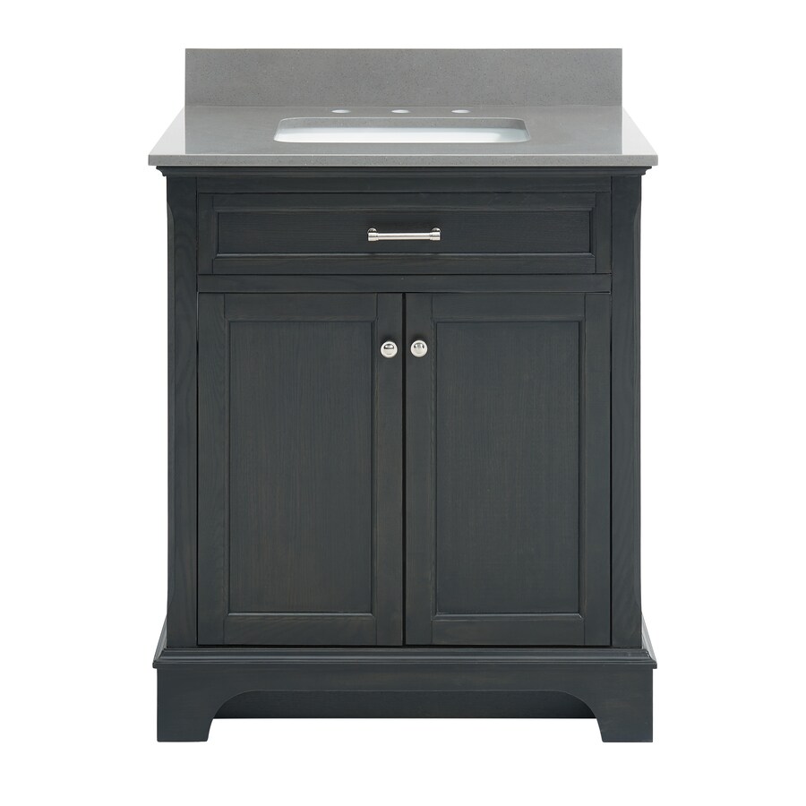 Allen + roth Roveland Black Oak Undermount Single Sink Bathroom Vanity