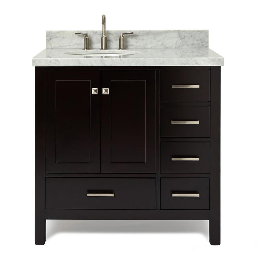 ARIEL Cambridge 37in Espresso Single Sink Bathroom Vanity with White