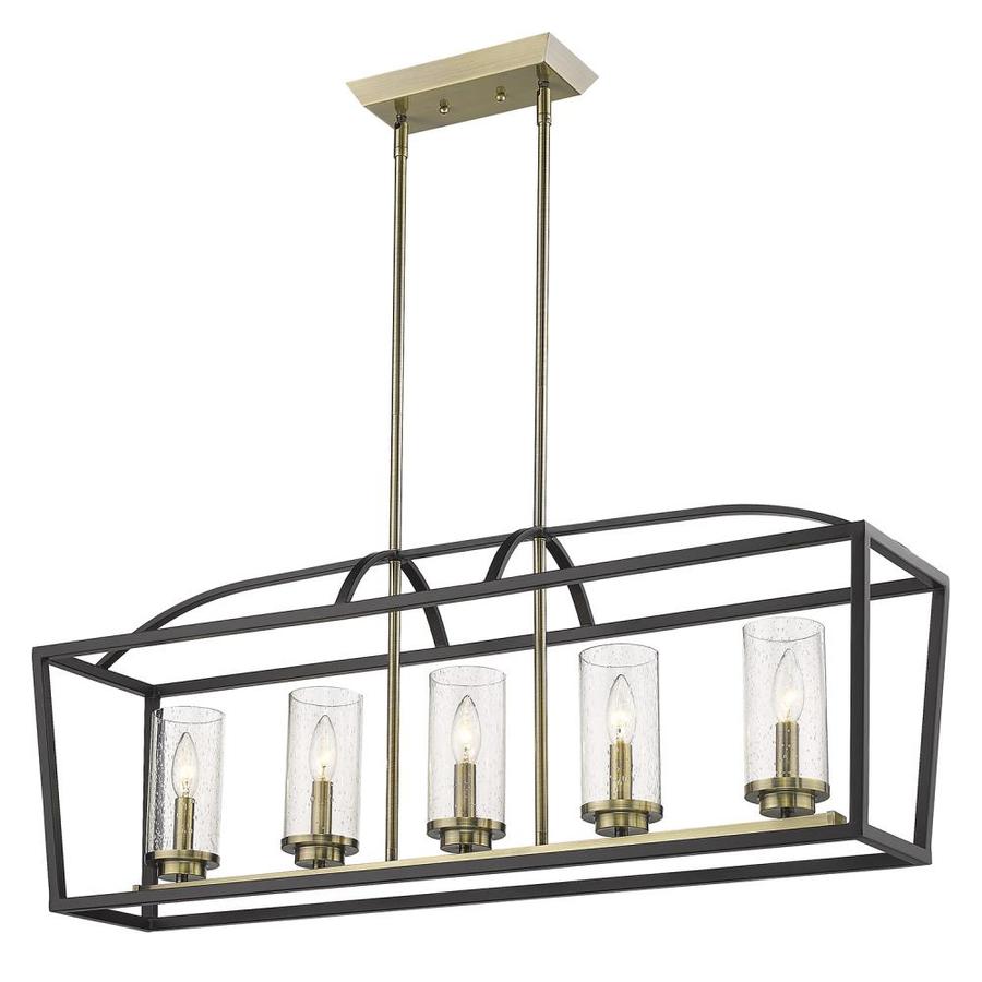 Golden Lighting Mercer Matte Black Modern/Contemporary Seeded Glass