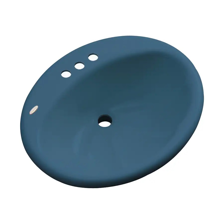 Dekor Seaside Rhapsody Blue Composite DropIn Oval Bathroom Sink with