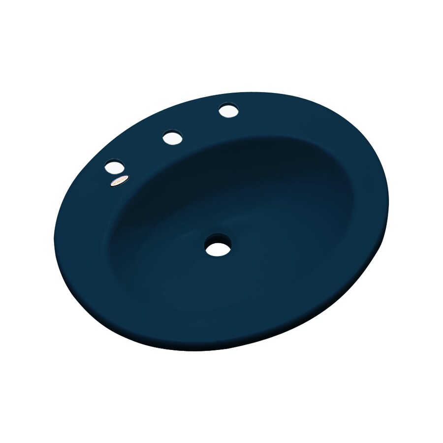 Shop Dekor Belmont Navy Blue Composite DropIn Oval Bathroom Sink with