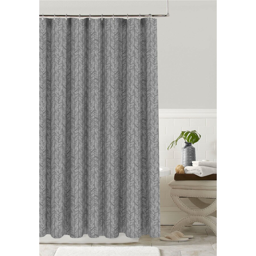 Colordrift Polyester Silver/Grey Patterneded Shower Curtain 70in x 72