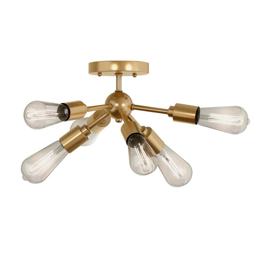 Origin 21 Grayford 22.2in Brushed Gold Midcentury SemiFlush Mount