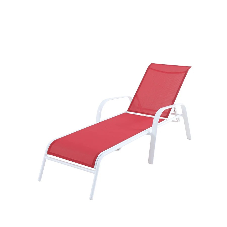 allen + roth Truxton Stackable White Metal Frame Stationary Chaise