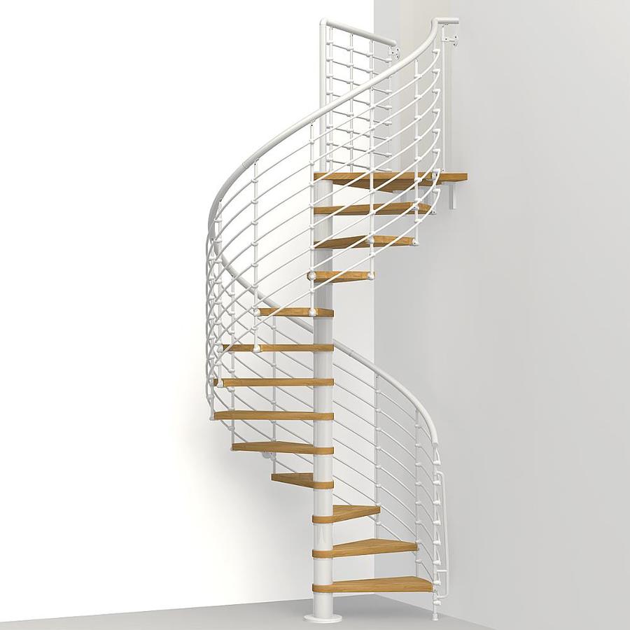 Shop Arke Oak Xtra 63in x 10ft White Spiral Staircase Kit at