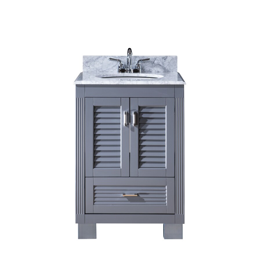 Venus Grey Undermount Single Sink Bathroom Vanity with Natural Marble