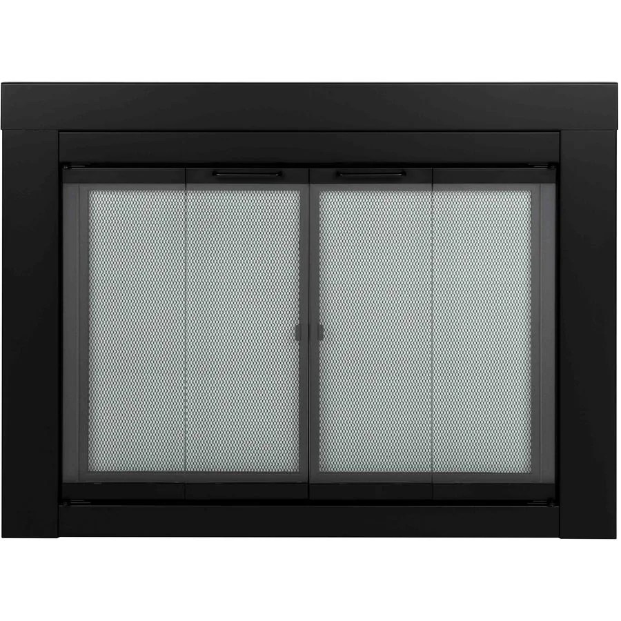 Pleasant Hearth Ascot Black Small BiFold Fireplace Doors with Clear