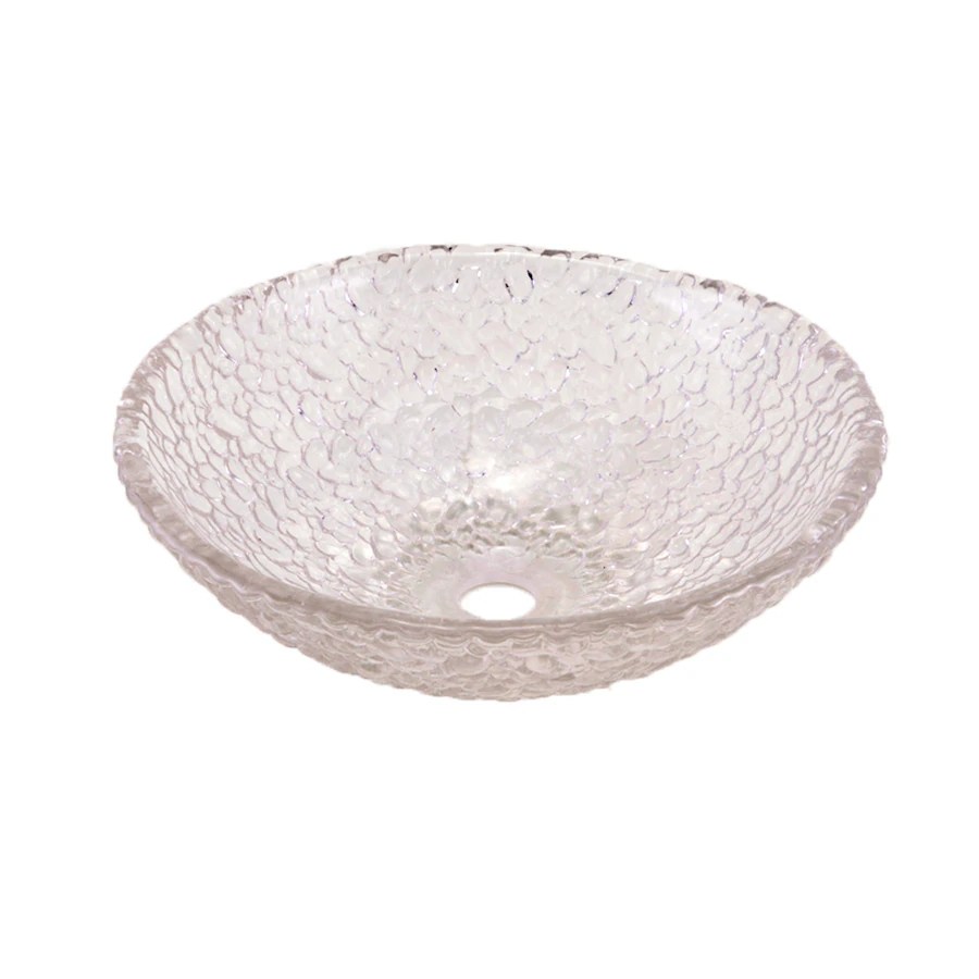 Shop JSG Oceana Pebble Crystal Glass Vessel Round Bathroom Sink at