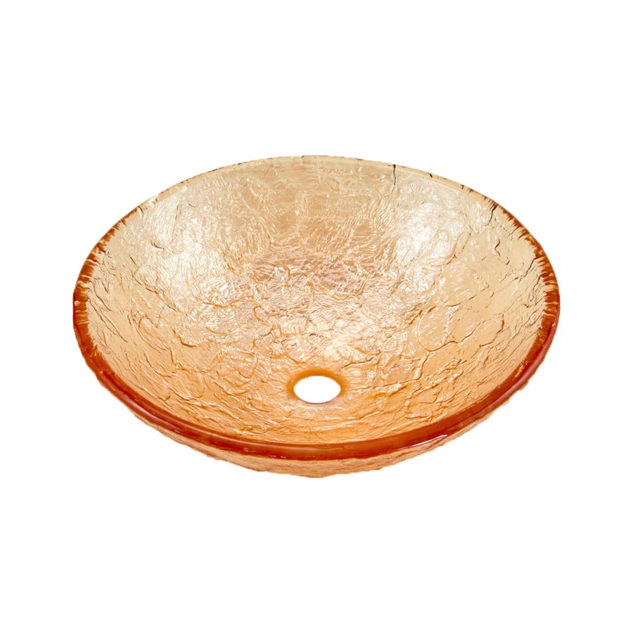 JSG Oceana Champagne Gold Glass Vessel Round Bathroom Sink in the