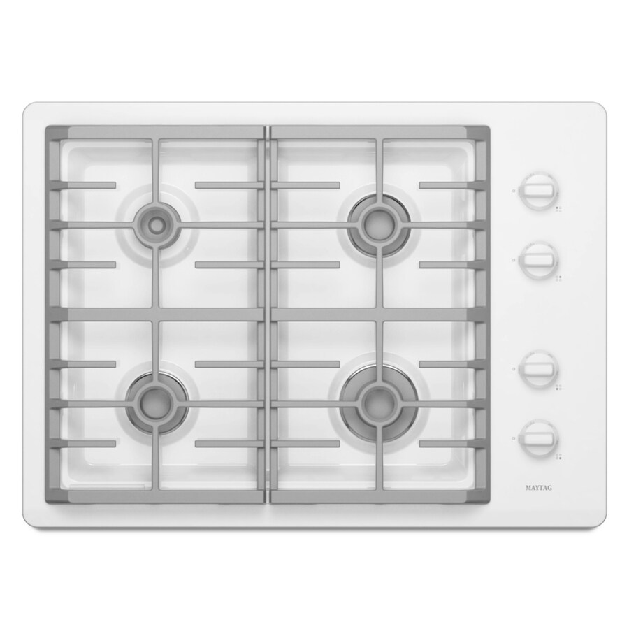 Maytag 4Burner Gas Cooktop (White) 30in; Actual 29.5in) at