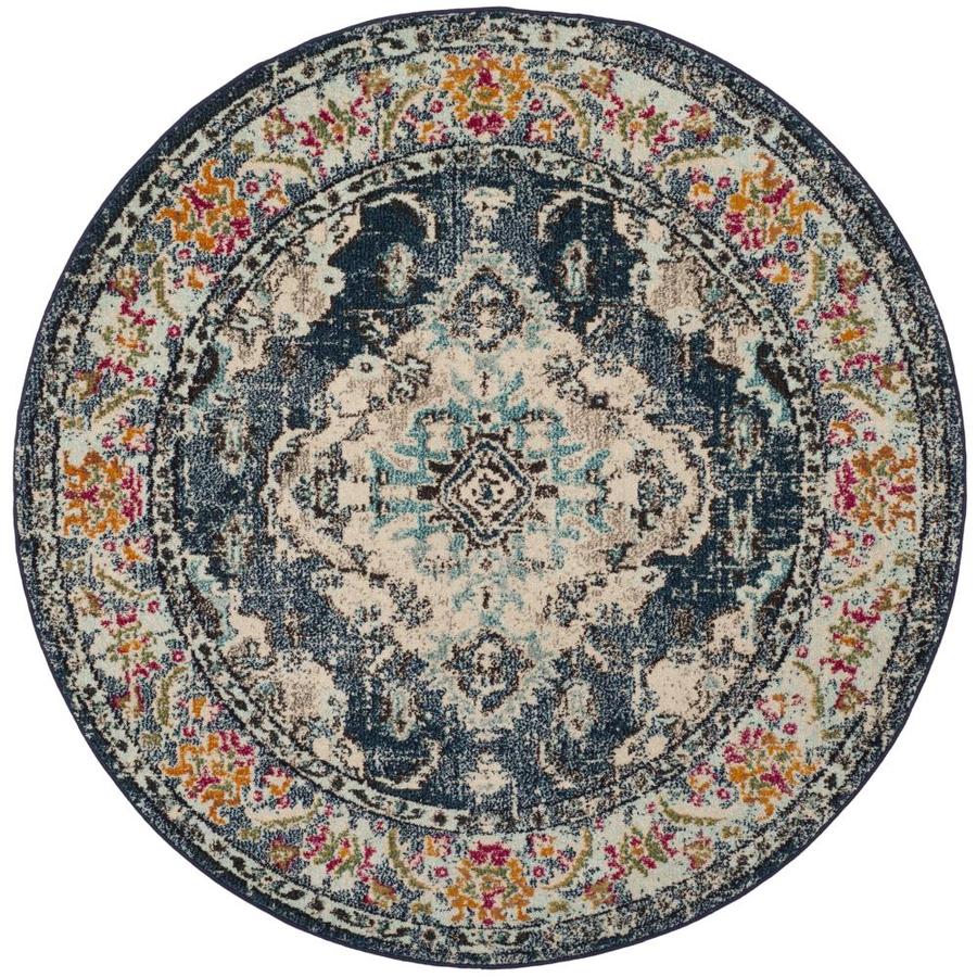 Safavieh Monaco Mahal 5 x 5 Navy/Light Blue Round Indoor Distressed