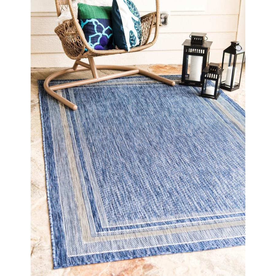 Unique Loom Soft Border Outdoor 7 x 10 Blue/Beige Indoor ... (675 x 675 Pixel)