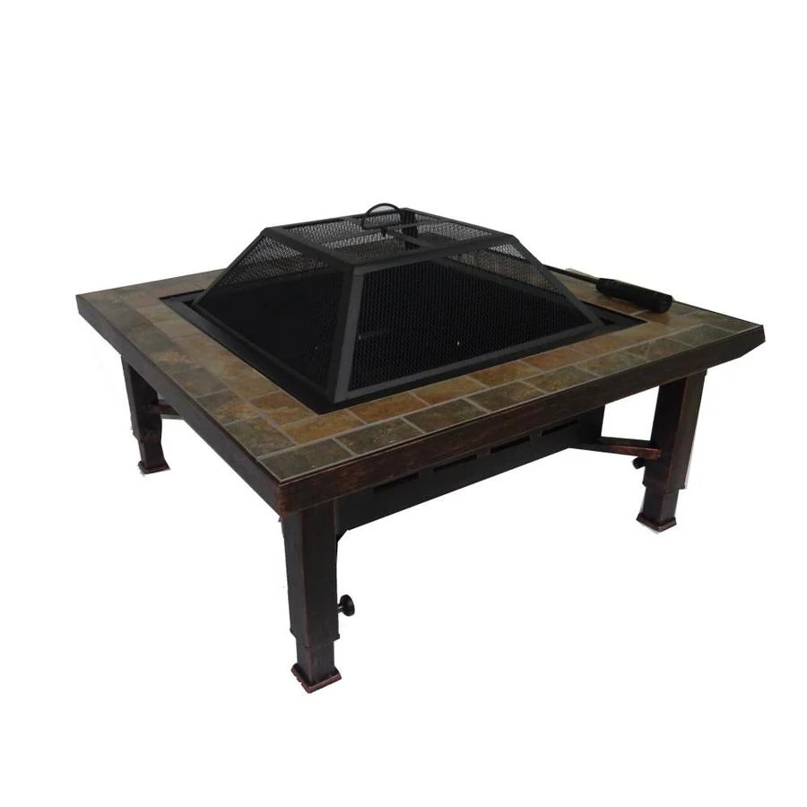 Global Outdoors 34in W Brushed Bronze Steel WoodBurning Fire Pit at
