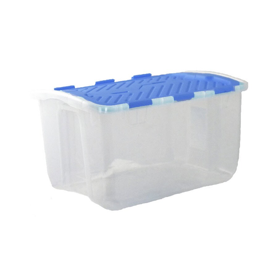 Real Organized 12Gallon Clear Tote with Hinged Lid in the Plastic