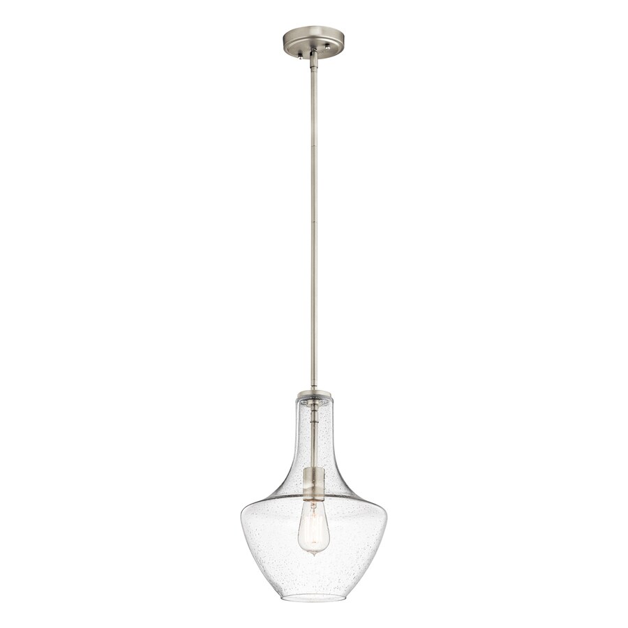 Shop Kichler Everly Brushed Nickel Industrial Seeded Glass Teardrop