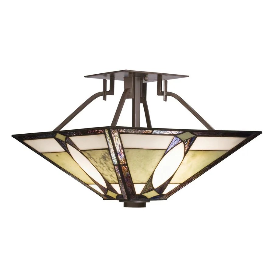 Kichler Lighting Denman 14in W Olde Bronze Stained Glass SemiFlush