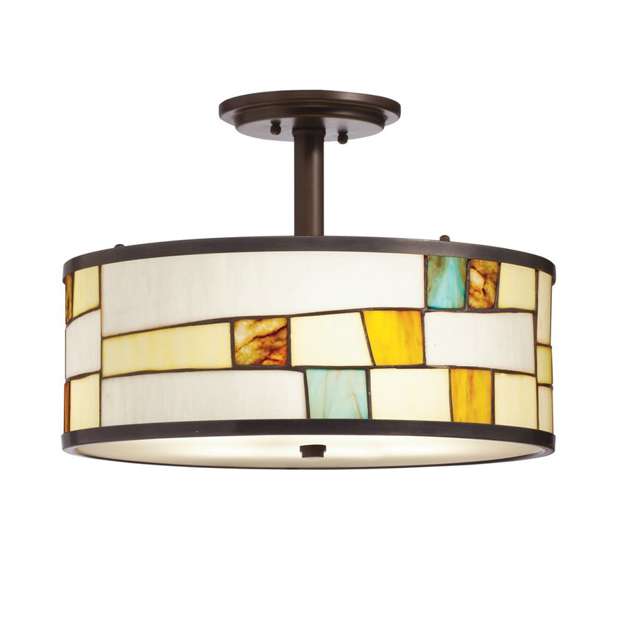 Kichler Lighting Mihaela 16in W Shadow Bronze Stained Glass SemiFlush