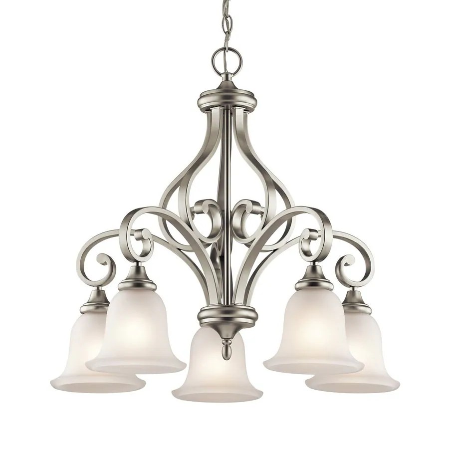 Kichler Monroe 5Light Brushed Nickel Transitional Etched Glass Shaded