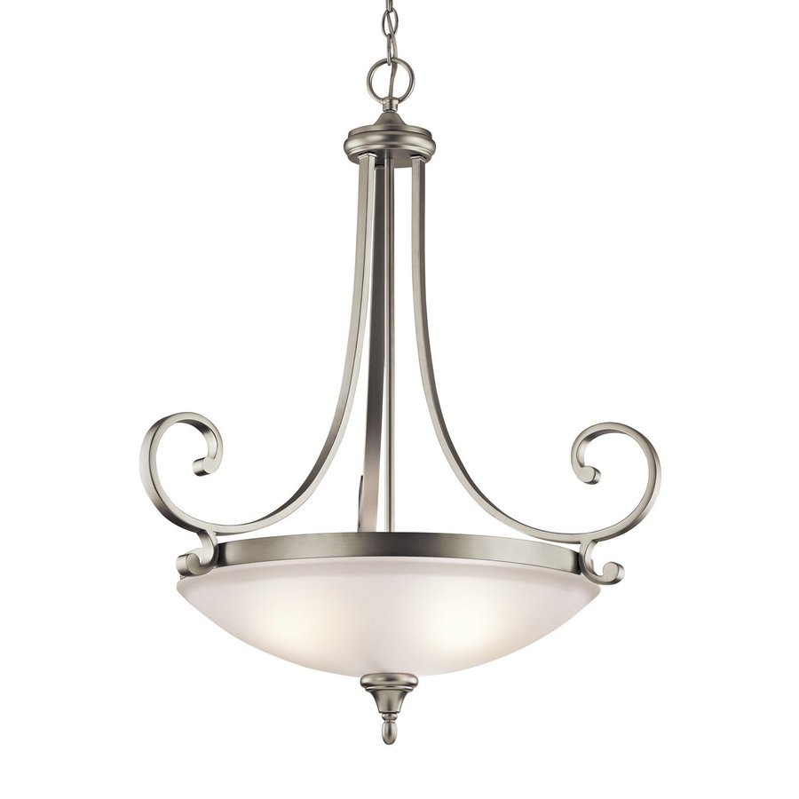 Kichler Monroe Brushed Nickel Transitional Etched Glass Bowl Pendant in