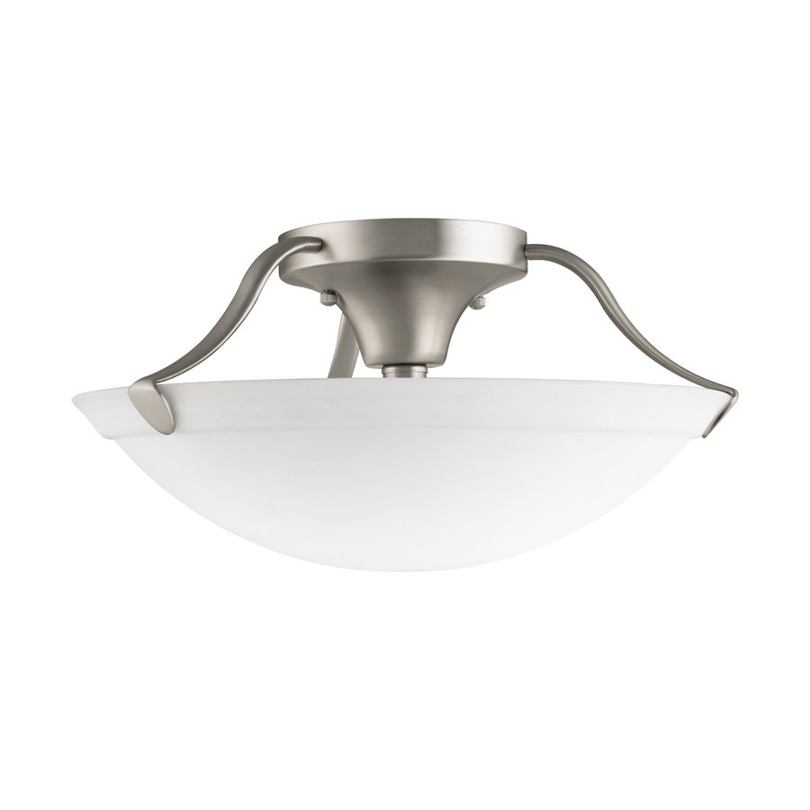 Shop Kichler 15in W Brushed Nickel Etched Glass SemiFlush Mount Light