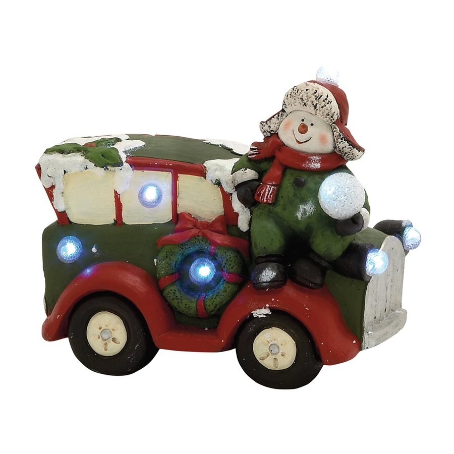 Shop Woodland Imports Lighted Resin Snowman Car Tabletop Figurine with
