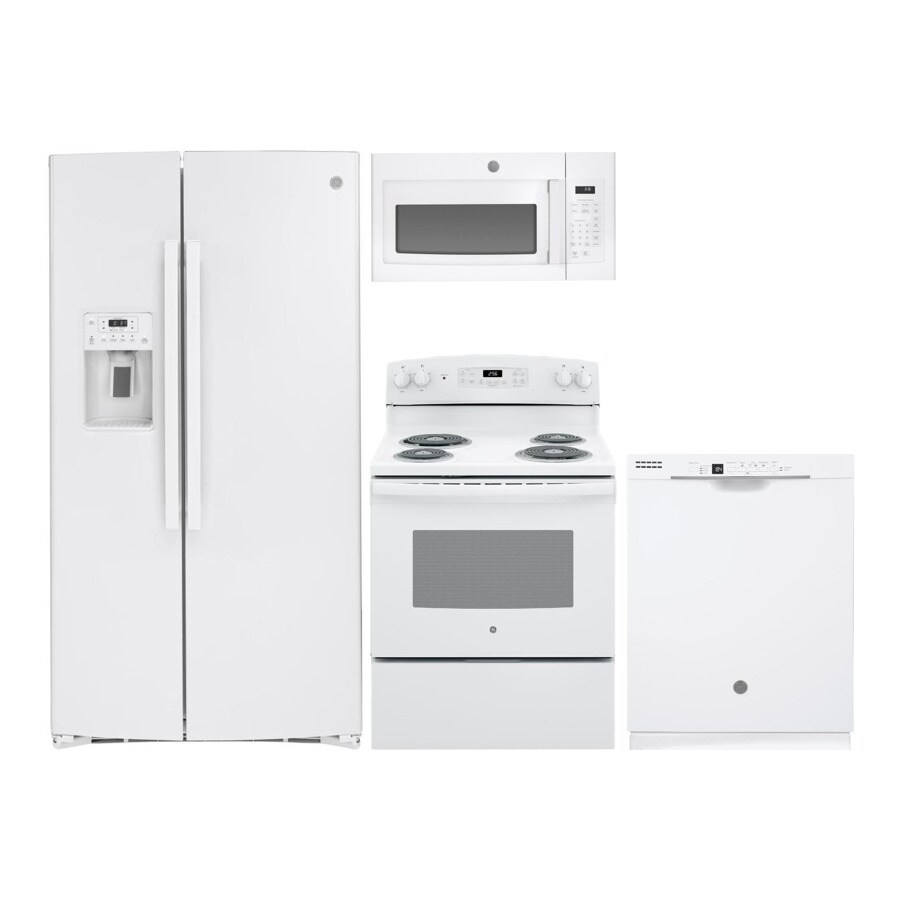 Shop GE SidebySide Refrigerator & Electric Range Suite in White at