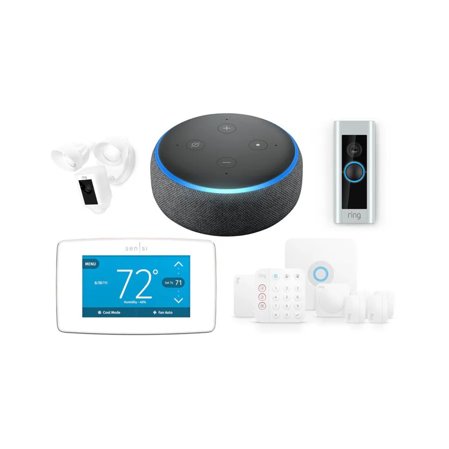 Shop Amazon Echo Dot (Charcoal) with Outdoor Camera, Emerson, Ring at