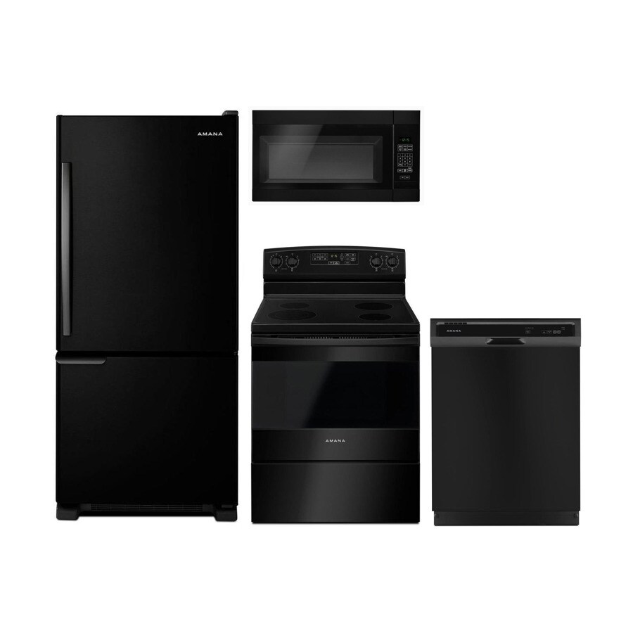 Shop Amana BottomFreezer Refrigerator & Electric Range Suite in Black