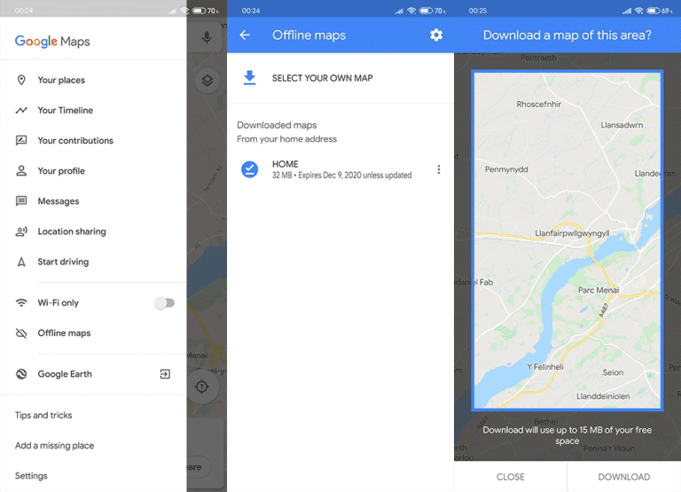 How to use Offline Google Maps on Android Mobile Internist