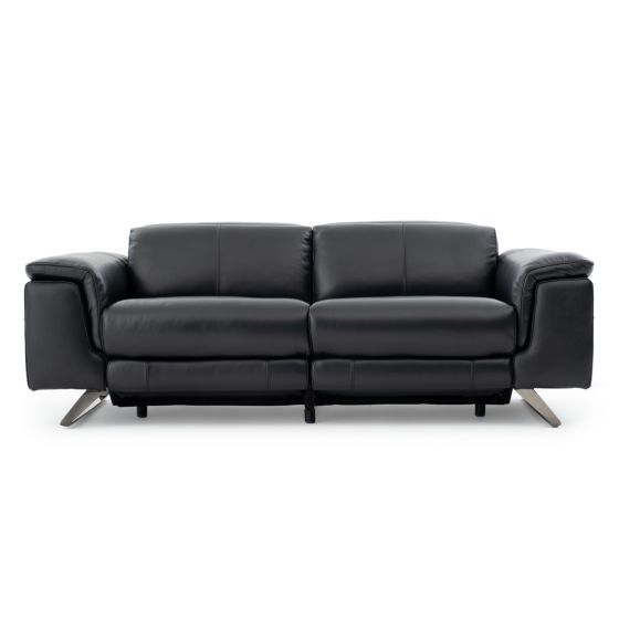 Lazio Black Power Reclining Leather Loveseat in Edmonton