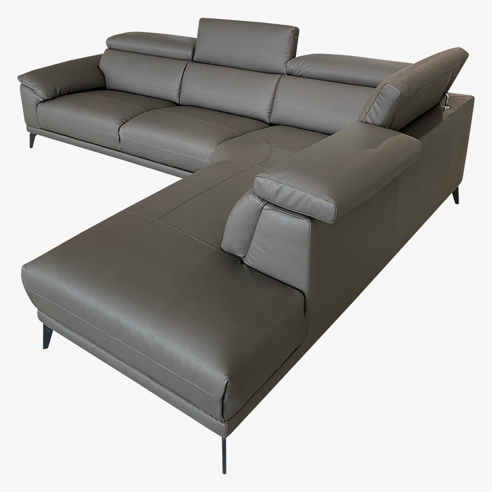 Grey Faux Leather Sectional Favara Mobler Modern Furniture Edmonton