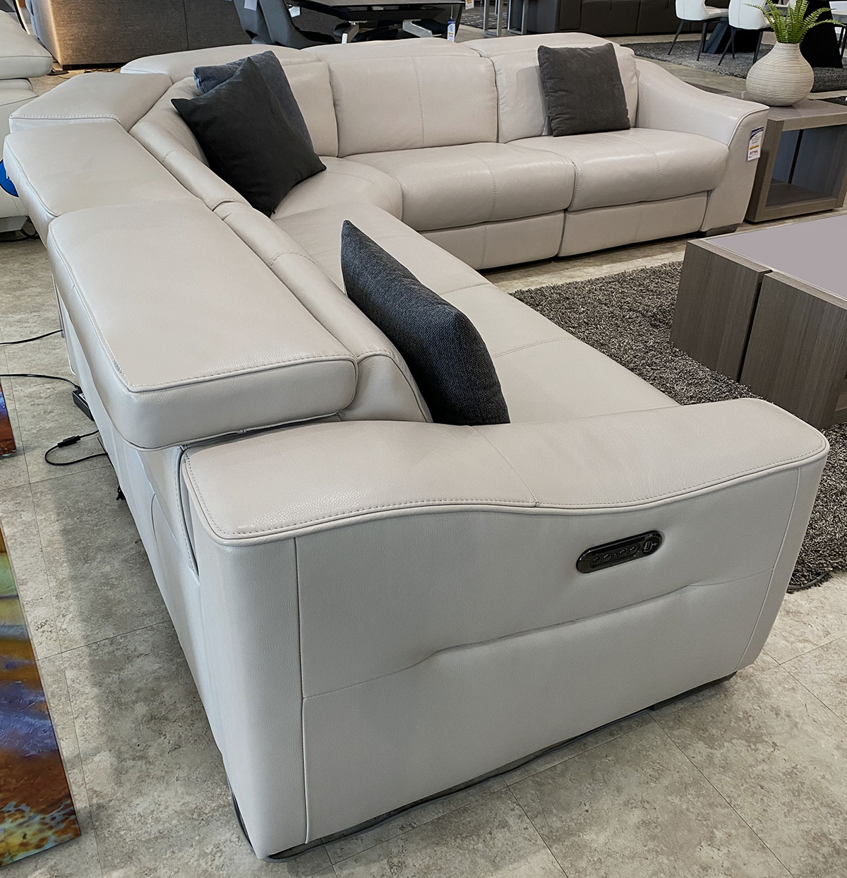 Power Leather Sectional Palermo Mobler Furniture Edmonton