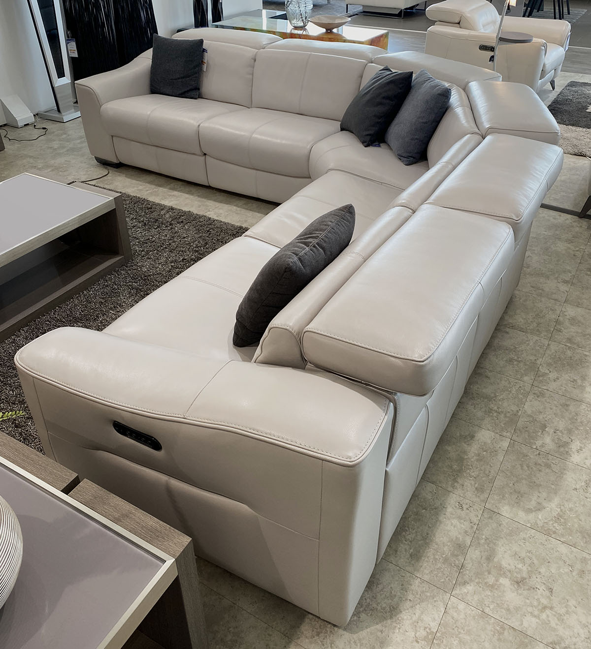 Power Leather Sectional Palermo Mobler Furniture Edmonton