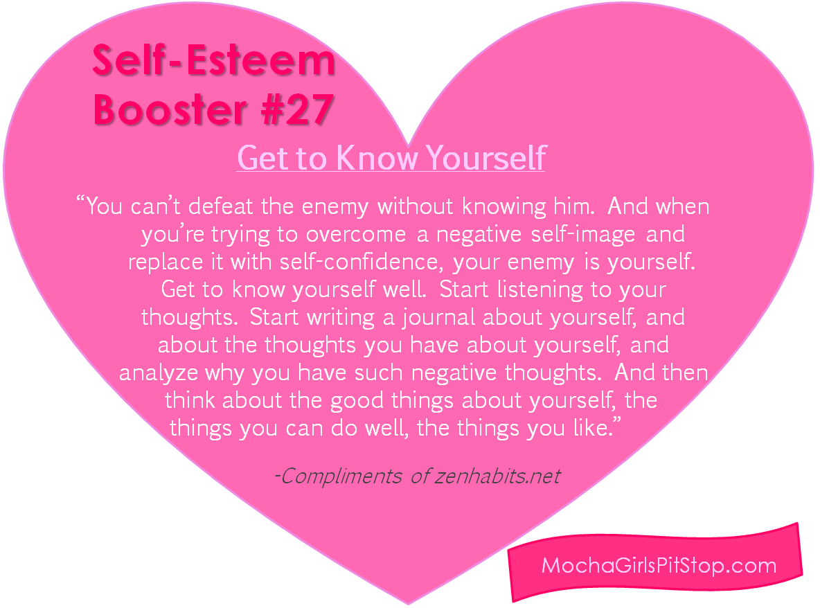 SelfEsteem Booster of the Week Get to Know Yourself
