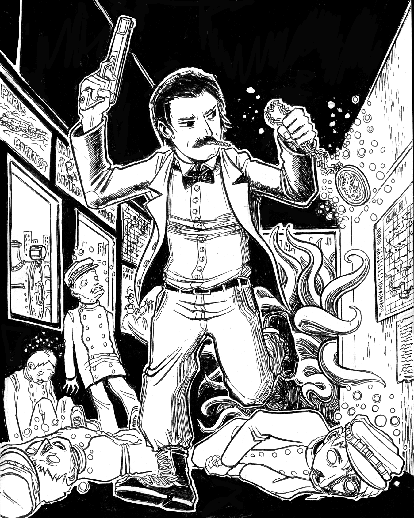 Lovecraft Sketch MWF Horror on the Orient Express 2 Mock Man Press